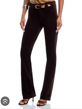 Elie Tahari Dark Brown Straight Leg Jeans with Soft Curduroy Sleek Finish.